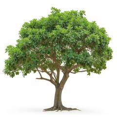 Obraz premium Image of shorea roxburghii G.Don (White Meranti)trees against a clean white background. Expressing the natural beauty of olive branches and leaves