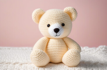 Crochet yellow bear. Cute handmade toy. Japanese amigurumi