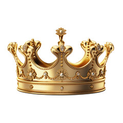 3D king crown illustrations, on transparency background PNG