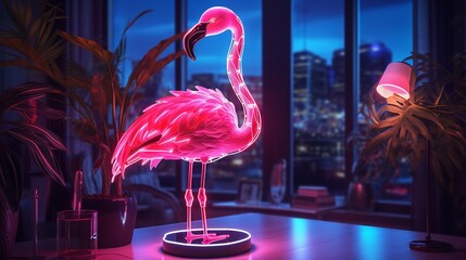 Flamingo Neon Light with Generative AI - 8k 4k Photorealistic Glow

