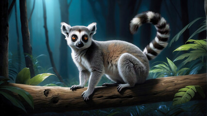 Cute lemur high quality background - obrazy, fototapety, plakaty