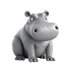 Cartoon Hippopotamus PNG Cutout, Generative AI