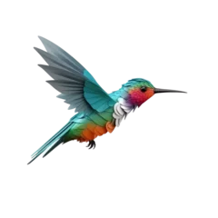 Zelfklevend Fotobehang Kolibrie Cartoon Hummingbird PNG Cutout, Generative AI