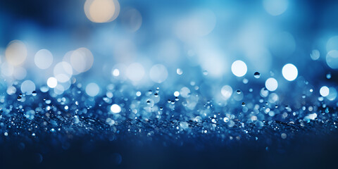 Blue Glitter Vintage Lights Background Blurred Christmas Abstract Texture Defocused AI Generative