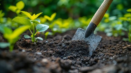 Landscape theme showing a Caucasian garden specialist raking soil in preparation for installing natural grass turf. - obrazy, fototapety, plakaty