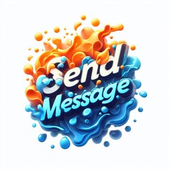 Send message button. Water and fire blending. AI generated illustration