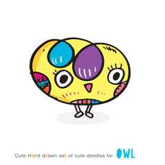Set of doodle cartoon owls with various emotions,Various Cute Owl Doodle Collection,hand drawn,Cute animal