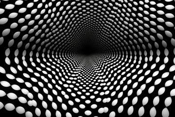 Graphic resources. Abstract and minimalist background design with copy space made of dots. Black and white image. Three dimensional and surreal style