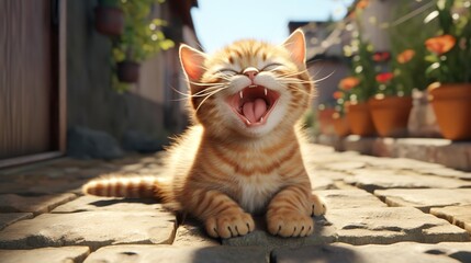 Happy and Cute Cat Laughing - 8k 4k Photorealistic


