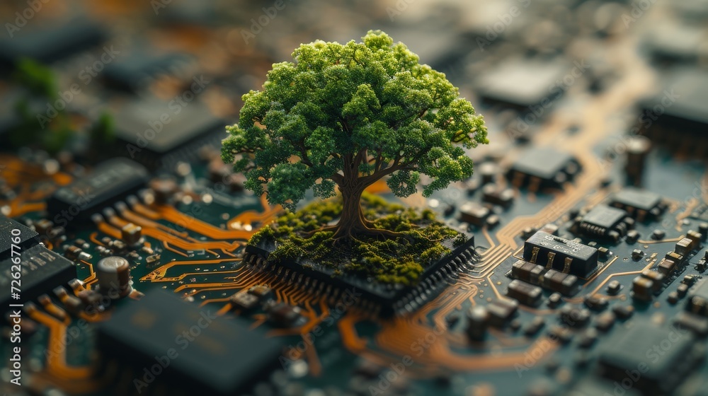 Leinwandbilder growing trees on computers / green computing / csr / it ethics