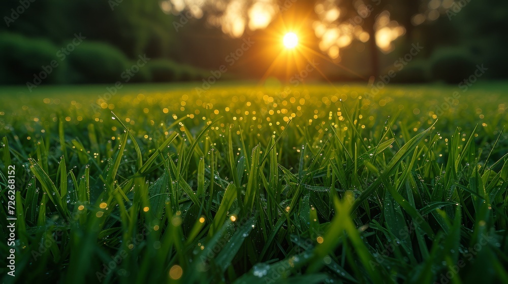 Canvas Prints Sunlight on a natural grass field