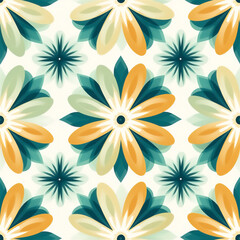 Obraz premium Seamless pattern : Vibrant Botanical Mosaic 