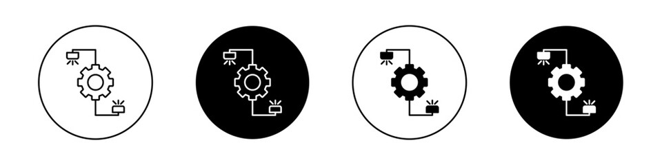 Synthesis of ideas icon set. Synthesis Ideas Background vector symbol in a black filled and outlined style. Design Ideas and Business Plan Teamwork Sign.