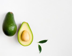 Generated image whole & sliced avocado isolated on white background
