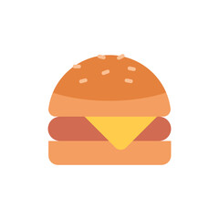 Burger vector, burger with cheese, delicious burger flat icon