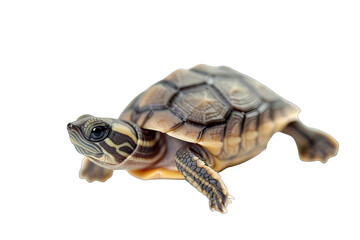 Fototapeta premium Cute baby turtle on tansparent background 