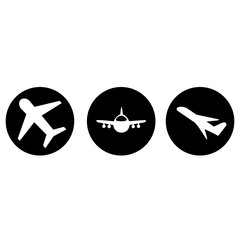Air flight vector icon set. route illustration sign collection. air tickets symbol. travel logo or mark.