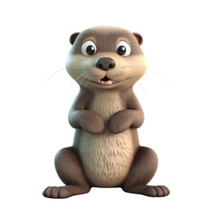 Fototapeta premium Cartoon Otter PNG Cutout, Generative AI