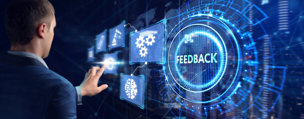 Feedback concept, user comment rating of company online, writing review diagram, reputation...