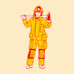 Simple cartoon illustration of a firefighter 3