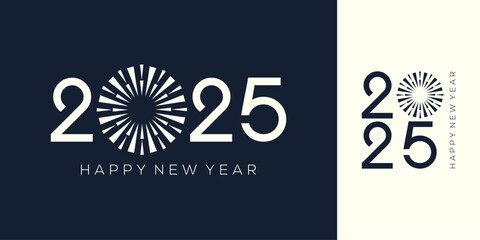2025 Happy New Year design vector. colorful fireworks and trendy new year 2025 design template. - obrazy, fototapety, plakaty