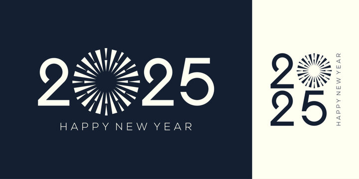 2025 Happy New Year design vector. colorful fireworks and trendy new year 2025 design template.