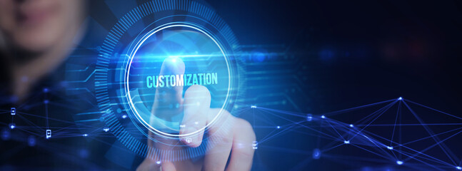 Business, technology, internet and network concept. Virtual screen of the future and sees the inscription: Customization.