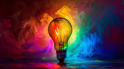 Light bulb with aurora colors.