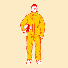 Simple cartoon illustration of a firefighter 6