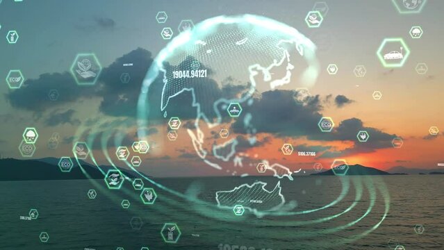 Future environmental conservation and sustainable ESG modernization development by using technology of renewable resources to reduce pollution and carbon emission . High quality 4k footage
