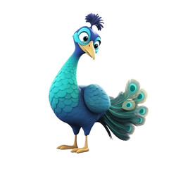 Obraz premium Cartoon Peacock PNG Cutout, Generative AI