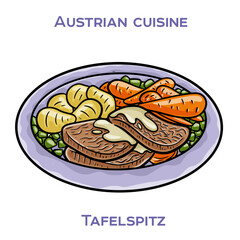 Tafelspitz is a classic Viennese dish of boiled beef, typically served with a side of apple horseradish, creamed spinach, and potato dumplings