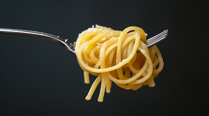 Spaghetti pasta on fork