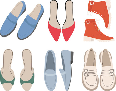 set of women's shoes, on a white background vector