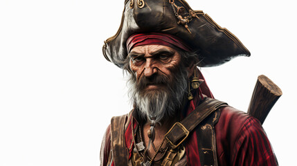 A jaw-dropping 3D rendering of a fearsome pirate, exuding an irresistible aura of adventure and danger. This highly detailed illustration captures every intricacy of the pirate's rugged appe