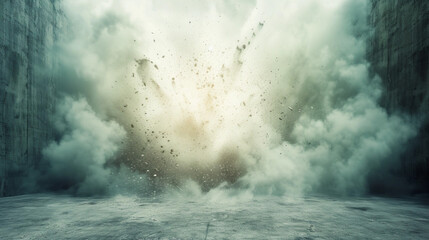 Fototapeta premium exploding wall with free space in the center for any object or background