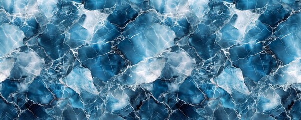 Abstract blue white marbleized stone marble granite texture background panorama banner marbled, seamless pattern, Generative AI  - obrazy, fototapety, plakaty