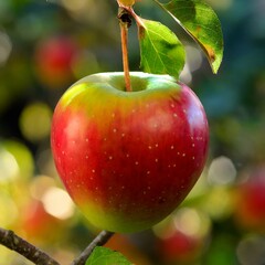 Whole Red Apple with Soft Shadow on Neutral Background