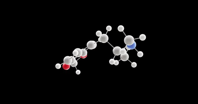 Mdma molecule, rotating 3D model of ecstasy, looped video on a black background