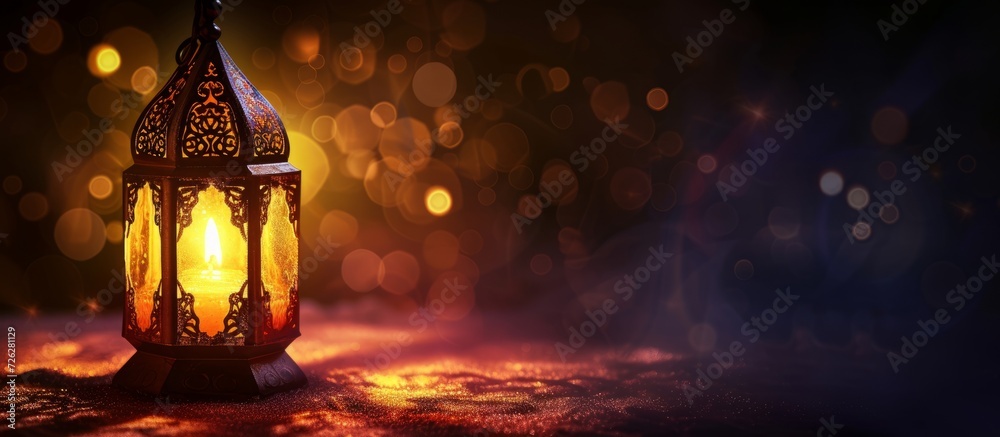 Canvas Prints arab lantern with glowing candle, in ramadan kareem.