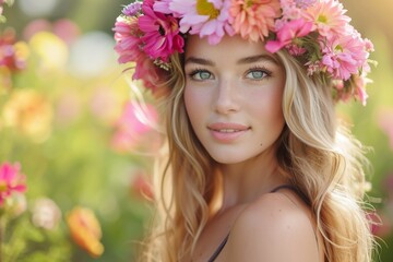 Woman With Flower Crown on Head