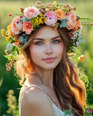 Naklejka premium Woman Wearing Flower Crown