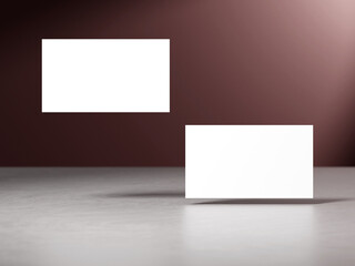 Naklejka premium Elegant business card mockup on dark brown gradient background
