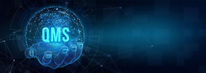 Obraz premium Quality management system business and industrial technology concept. QMS. 3d illustration