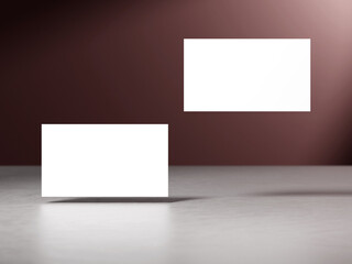 Elegant business card mockup on dark brown gradient background