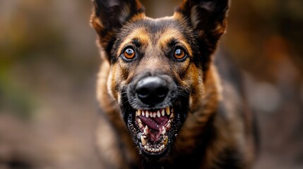 Aggressive dog ready to bite