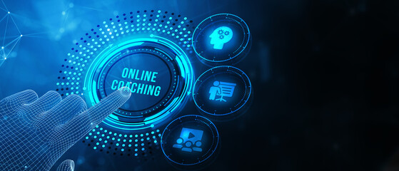 Business, Technology, Internet and network concept. Coaching mentoring education business training development E-learning concept. 3d illustration