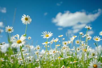 Field of Daisies With Blue Sky