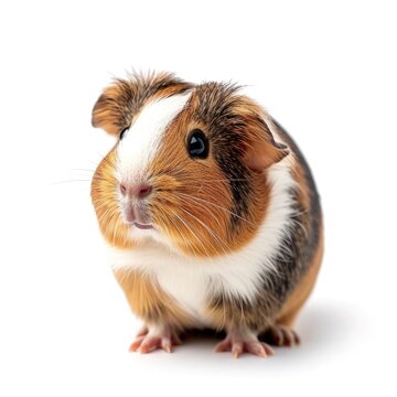 Guinea Pig in natural pose isolated on white background, photo realistic