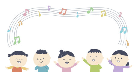 子供と音符のフレーム